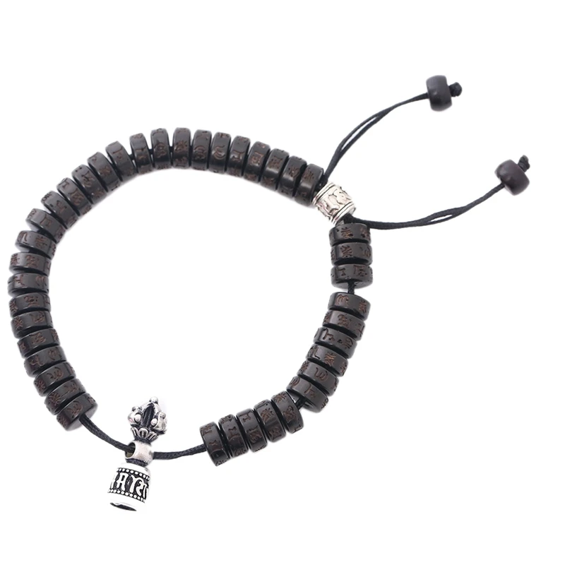 Tibetan Buddhism Vajra Charm Natural Coconut Shell Beads Bracelet for Men Women Handmade