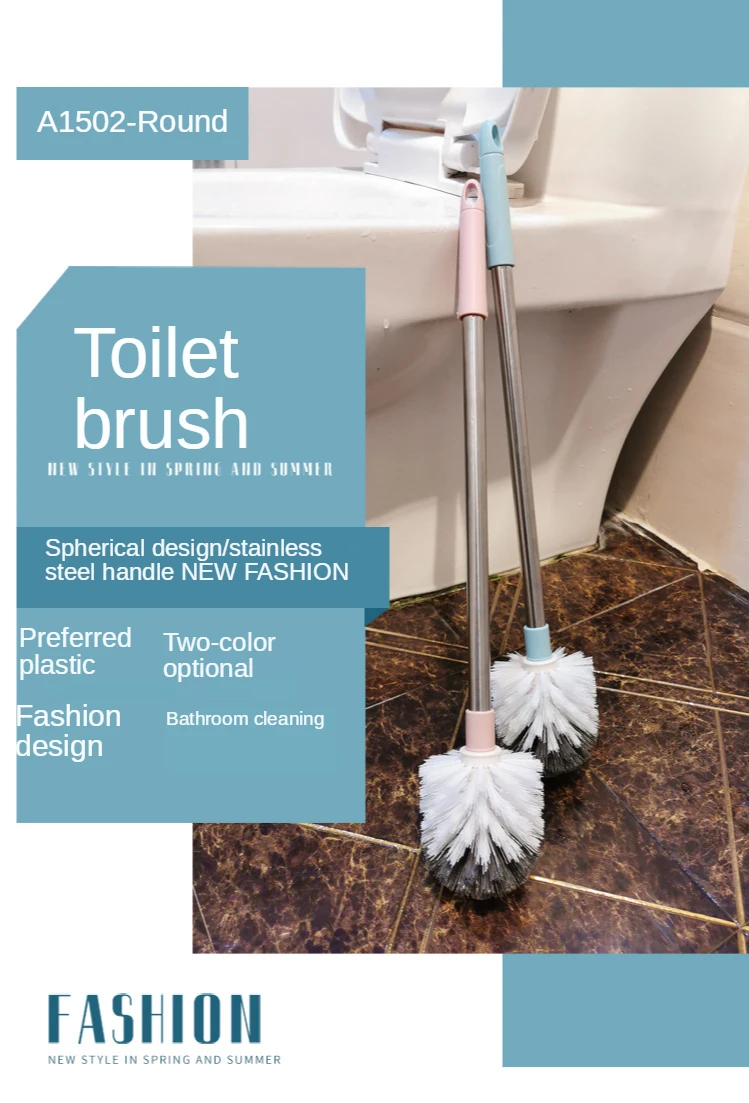 Description Picture 2 of itemCurved Long Handle Stainless Steel Rod Toilet Brush No Dead Corners Toilet Brush Squatting Pan Cleaning Brush Toilet Brush