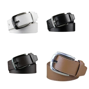 

Simple Men Women Casual Waistband PU Leather Belt Smooth Buckle Belt
