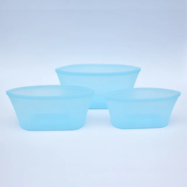 3pcs blue bowl Силиконовые пакеты для еды, свежие сумки, кухонный инструмент, многоразовое хранилище, герметичные фрукты, герметичные, домашние, на молнии, закрытые, Containe - Цвет: 3pcs blue bowl