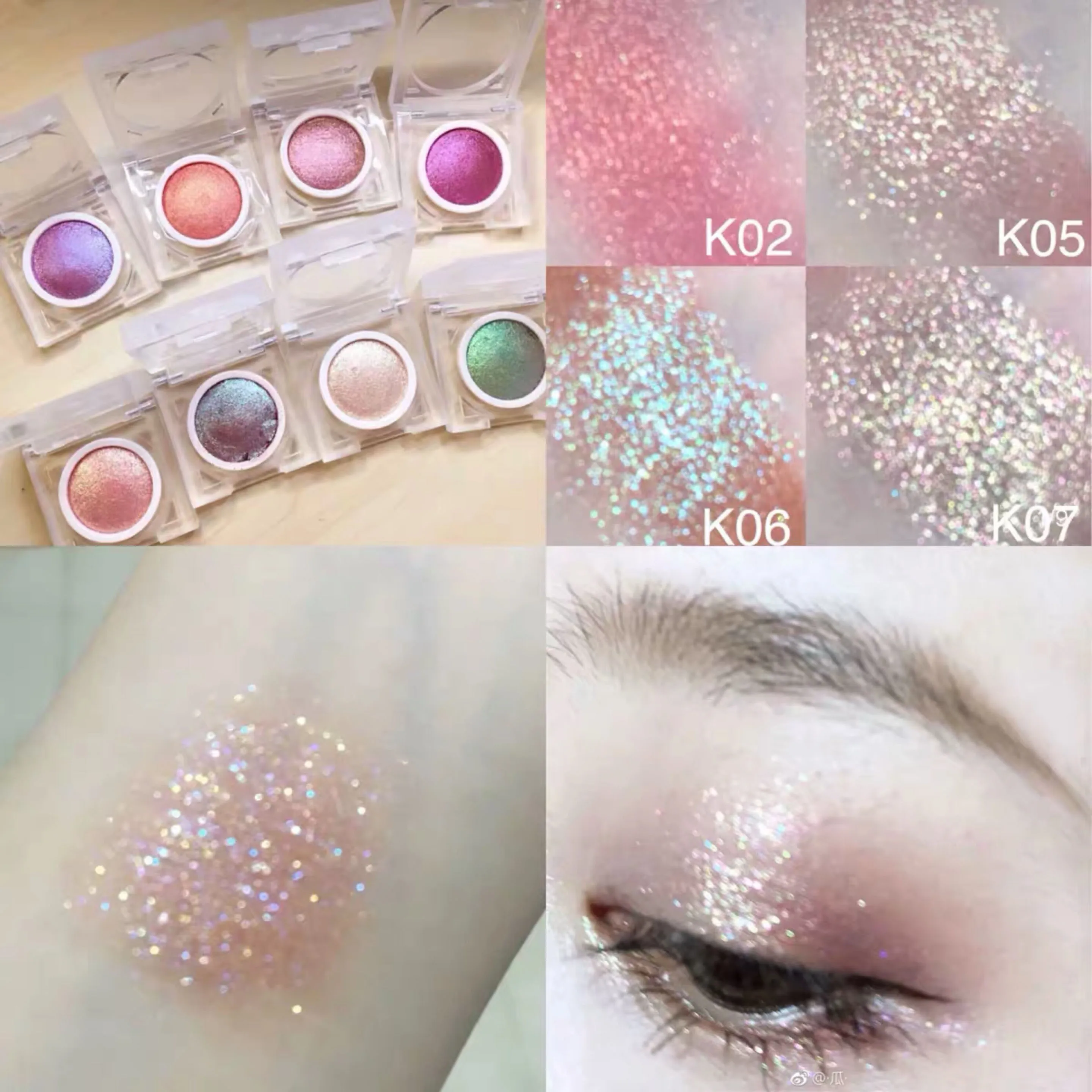 Kirakira Elf Shine Eyeshadow Monochrome Palette Long lasting and Waterproof Glitter Shimmer Matte Cosmetics |