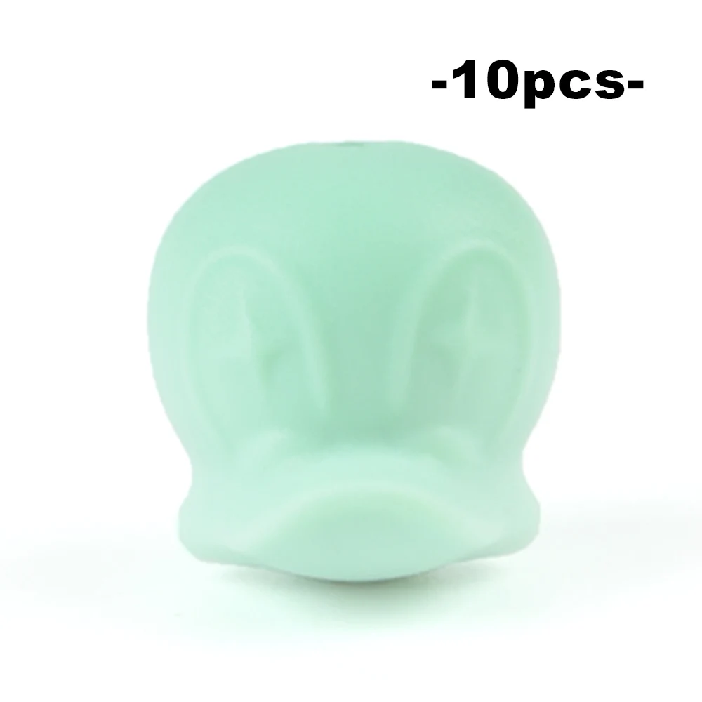 mint LOFCA 10 шт. силиконовые бусины Дональда детский Силиконовый грызунок Прорезыватель мультфильм жевательный стоматологический для ротовой полости соска застежка ожерелье кукла младенца - Цвет: mint