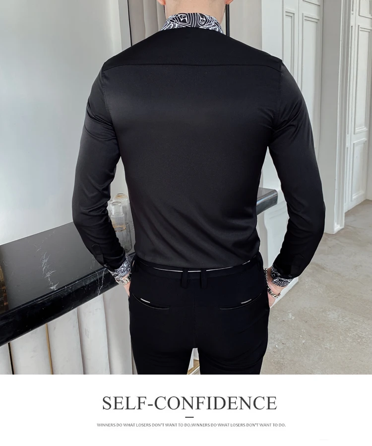 Барокко модные повседневные рубашки для мужчин с длинным рукавом Slim Fit рубашки уличная роскошная мужская рубашка одежда Camisa Masculina
