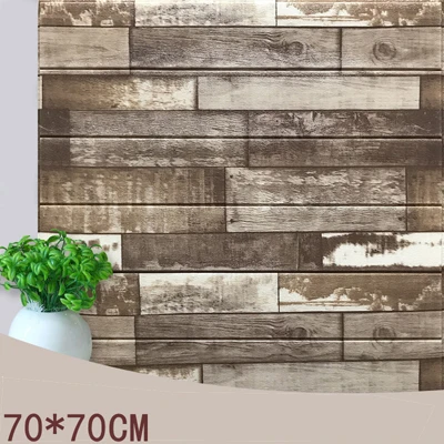 70*70 Средиземноморский Винтаж 3D деревянные полосы настенные наклейки DIY пенопластовая самоклеющаяся гостиная спальня домашний декор обои - Цвет: 70X70CM