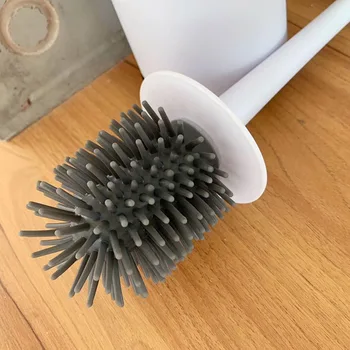 

TPR Durable Bathroom Accessories Replacement Portable Soft Bristle Scrub Long Handle Cleaning Tool Toilet Bowl Brush Silicone