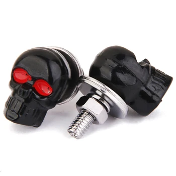 

1 Pair Motorcycle Skull Number Plate Frame Screws Fitting Screw Black