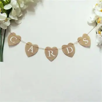 

CARDS Heart Shape Hessian Bunting Banner Rustic Party Decoration