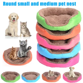 

Candy Colors Pet Dog Cat Calming Bed Warm Soft Plush Round Nest Comfortable for Sleeping XHC88