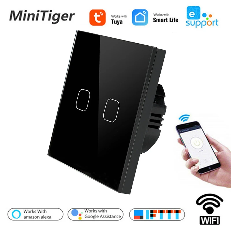 Умный дом Tuya/Smart Life/ewelink настенный сенсорный светильник ель с Wi-Fi 2 клавиши 1 канал