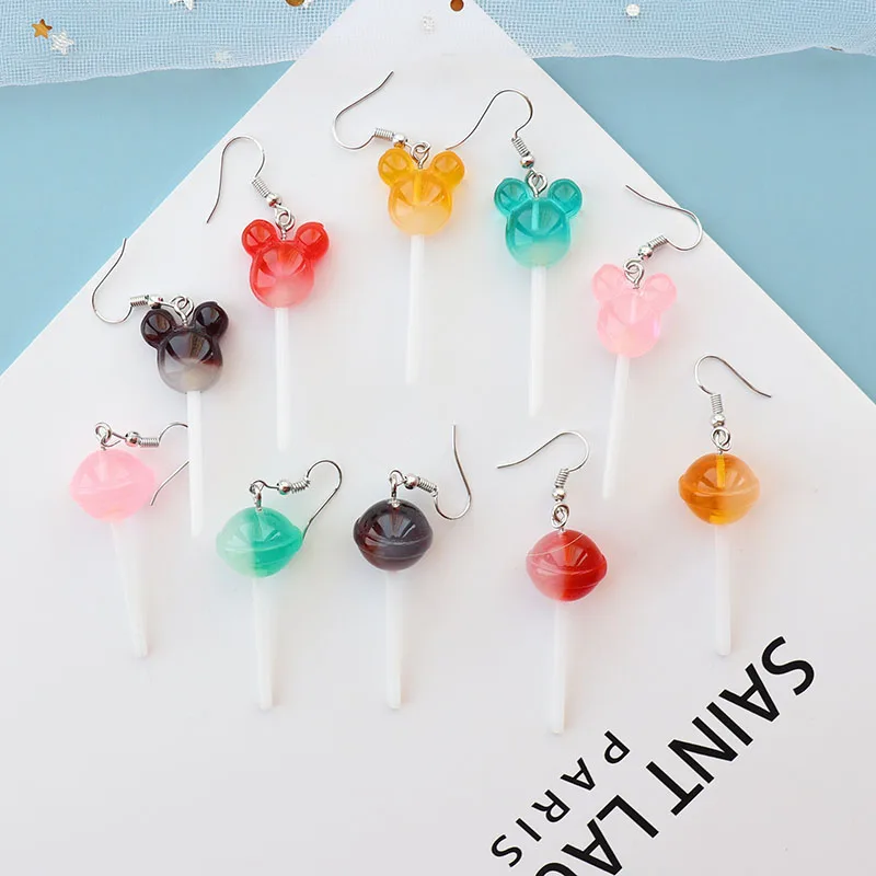 Craft Resin Candy Lollipop Drop Earrings For Women Fashion Accessories Girls Unique Personality Dangle Earrings Jewelry Gift
