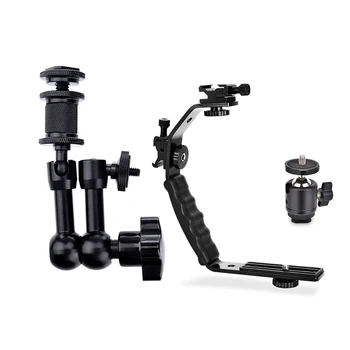 

L Brackets Heavy Duty Adapter with Ball Head & 7 Inch Adjustable Friction Power Articulating Aluminum Magic Arm