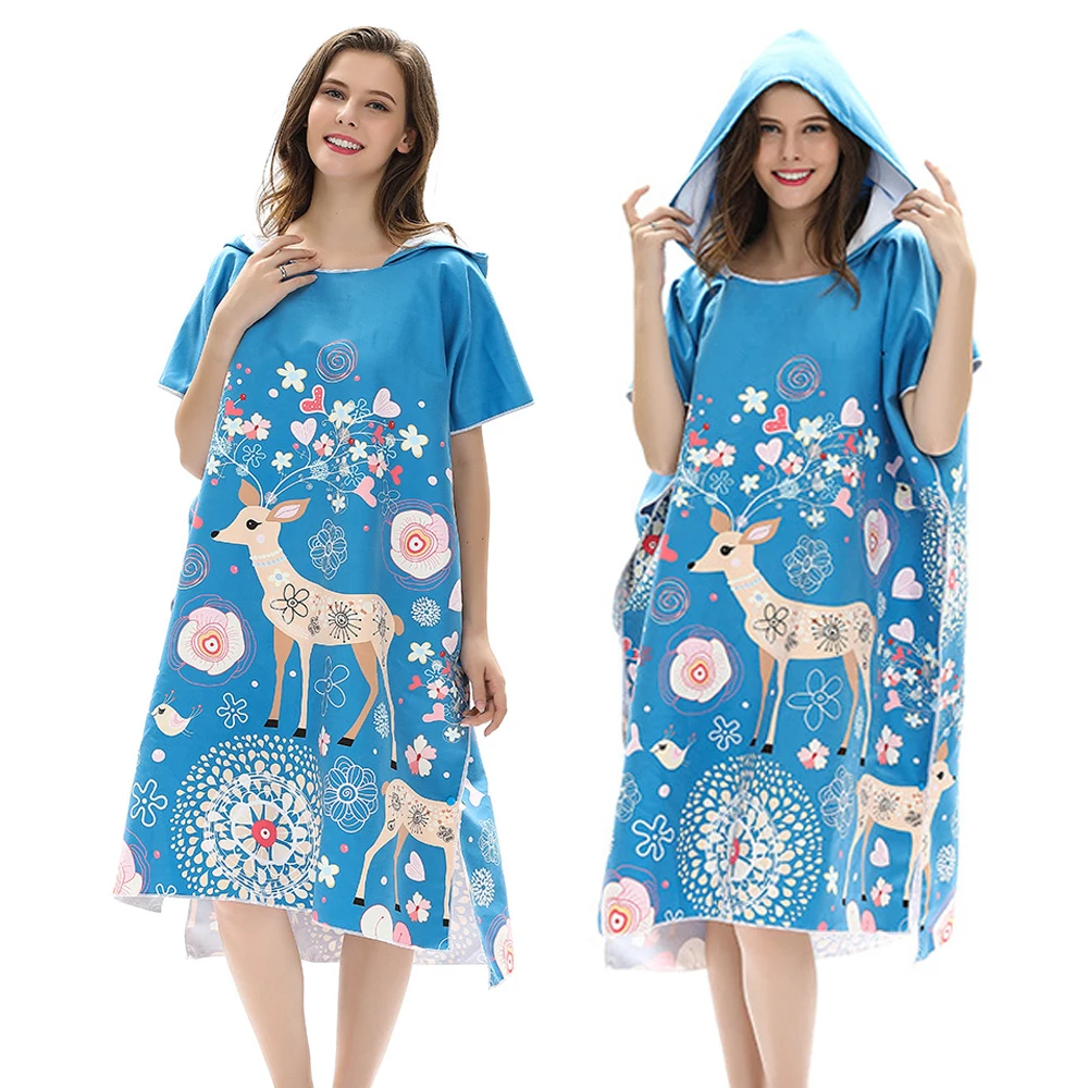 

Microfiber Large Beach Towel Changing Wetsuit Swimming Hooded Bath Towels Surf Quick Bathrobe Men Women