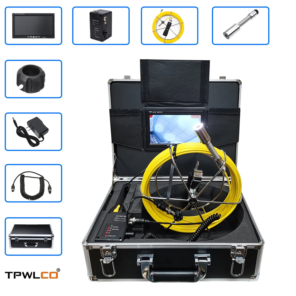 

20-50m Cable Support DVR Waterproof Industrial Video CCTV Camera Pipe Sewer Inspection Endoscope System 7inch LCD Monitor/23mm