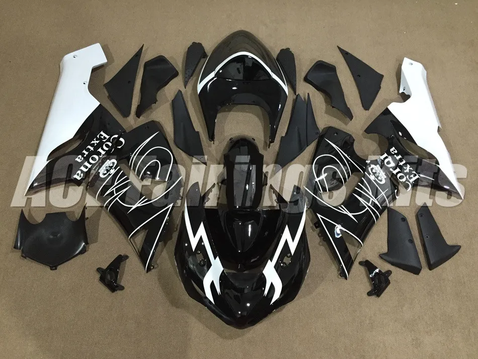 ABS Полный комплект обтекателя подходит для Kawasaki ZX6R 2005 2006 Мотоцикл Обтекатели ZX-6R 05 06 Ninja 636 кузов черный белый корона