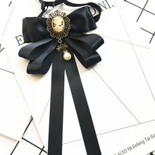 Черные банты, бант из ленты, брошь, воротник, аксессуары для галстуков, длинная игла, брошь, ткань, художественные платья, костюм, Бабочка, женские Вечерние