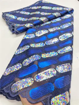 

NEW High Quality 2020 Tulle Sequins French Nigerian Lace Fabrics Embroidered Guipure African 3d Lace Fabric Royal Blue