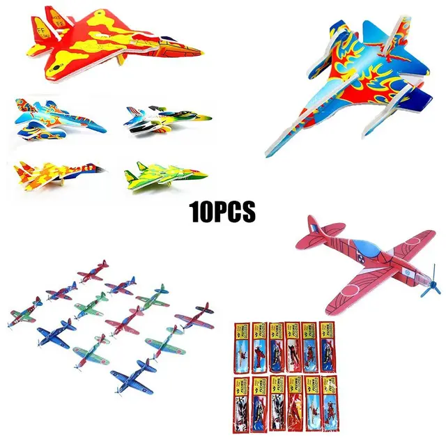 10Pcs 3D DIY Aircraft Fighter Self-assemble Hand Throw Flying Glider Planes Foam Aeroplane Child Kids Gift Model Educational Toy 2