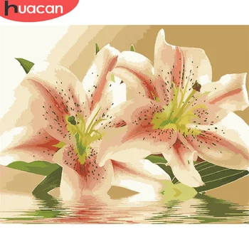 

HUACAN Paint By Number Lily Flower Drawing On Canvas HandPainted Painting Art Gift DIY Pictures By Number Flower Kits Home Decor