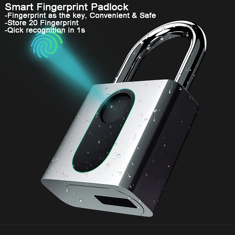 tetraëder Hij personeel Waterdichte Gate Lock Garage Magazijn Deur Hangslot Keyless Elektronisch  Slot Usb Lading Kast Biometrische Vingerafdruk Hangslot|Elektrisch slot| -  AliExpress