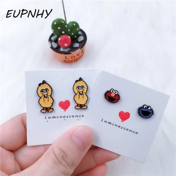

EUPNHY Cute Girls 1 Pair Cartoon Sesame Street Stud Earrings Piercing Jewelry Women Fashion Earring Ear Studs Party Gifts