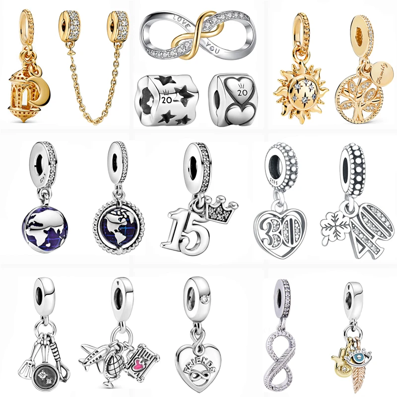 New 925 Silver 15th 20th 30th 40th Birthday Pendant Love You Beads Fit Pandora Charm Bracelet Women DIY Original Jewelry Joyas | Украшения