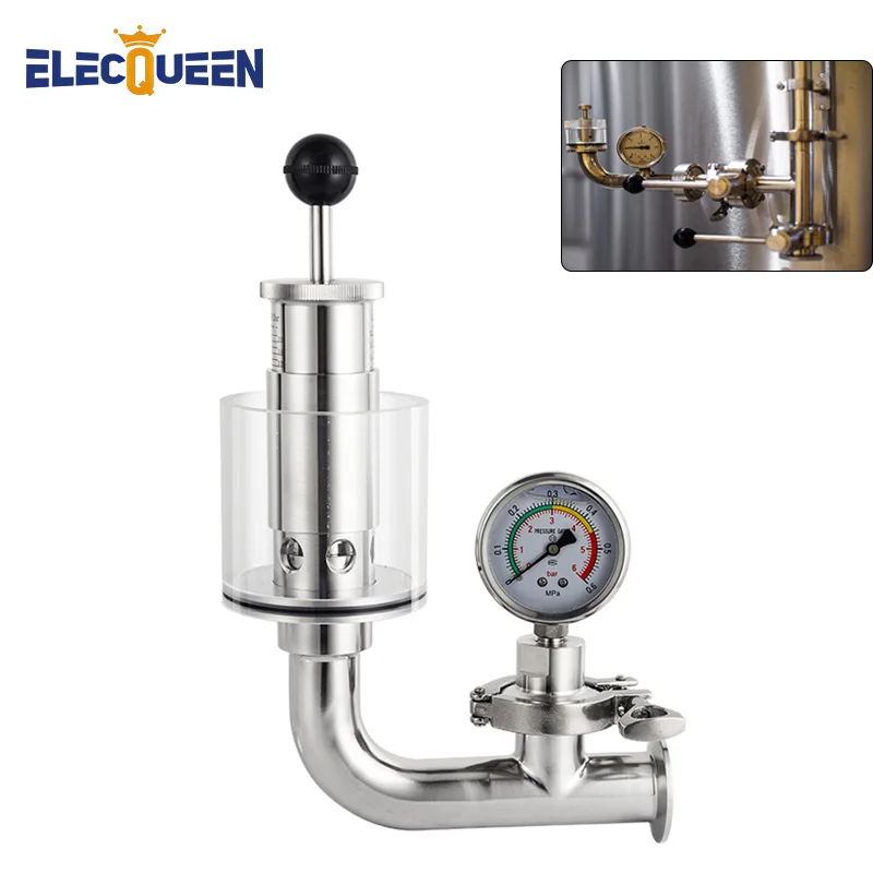 0 to 60psi with 1.5 Tri-clamp 1.5 Tri-clamp Pressure Fermentation Valve kit，Adjustable and Fixed Pressure Valve,Automatic pressure relief valve