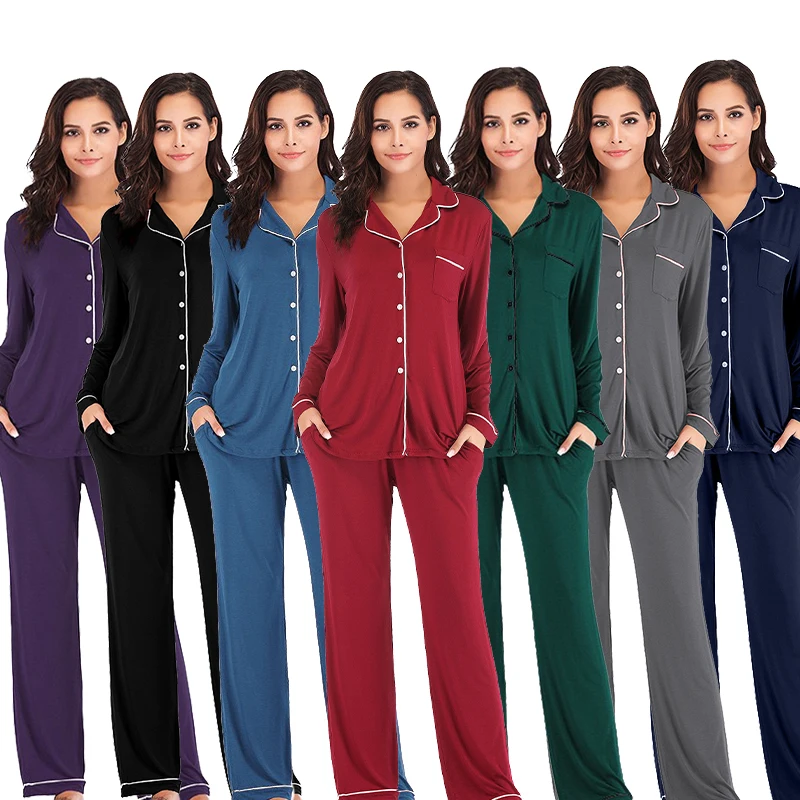 

solid modal Women Pajamas Set soft and comfortable 2 piece set women sleepwear pj sets for women modal farbic sleepwear