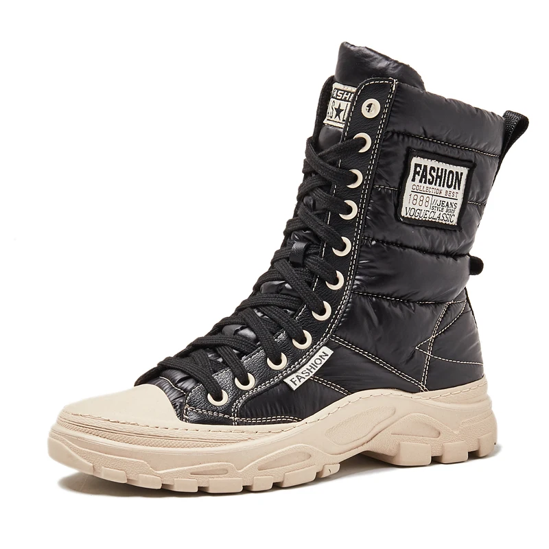 

Womens Down Padded Real Leather Ankle Ski Boots Oxfords Lace Up Martin Shoes Warm Winter Snow Black Casual Leopard Colors New