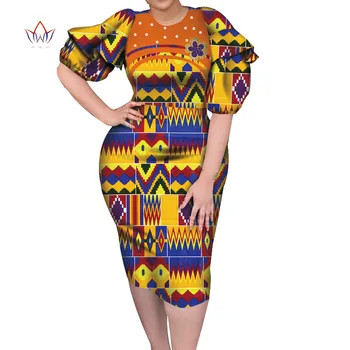 

African Women Clothing Dashiki Bazin Riche women Dress Traditional Print Peals Dresses for Lady Elegant Dress Knee Length WY7244