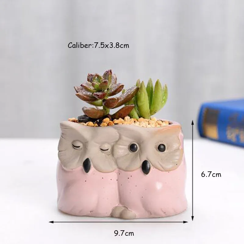 6 New Succulent Plants Flowerpot Couple Owl Flower Pot Green Planter Simple Style Ceramic Crafts Bonsai Planters Desktop Ornaments - Цвет: 6