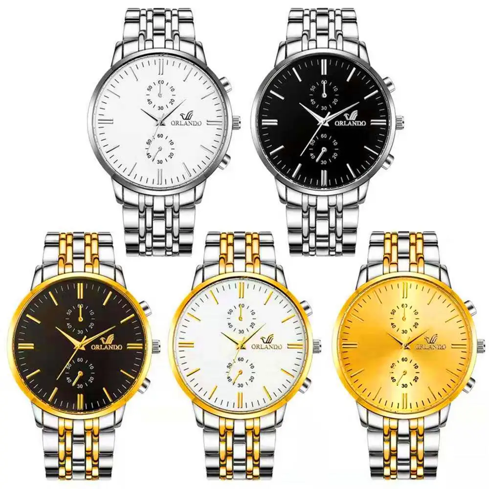 

2019 Men Watches Top Brand Luxury Orlando Clock Stainless Steel Men's Watch erkek kol saati reloj hombre Men's Wrist Watches Top