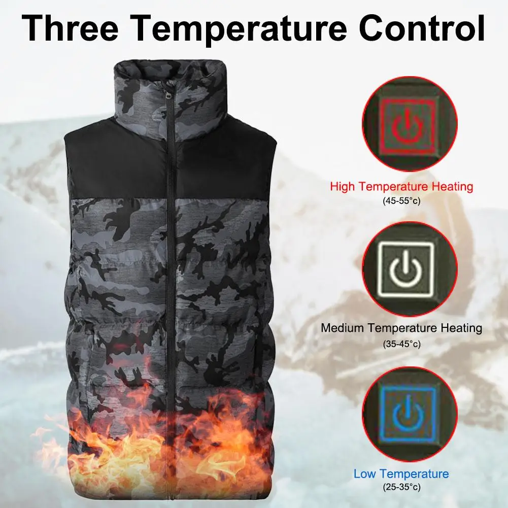 

Winter Outdoor Heating Vest Men And Women USB Electric Heated Clothes Camouflage Fiber Heating Clothes For Ski Waistcoat Hiking