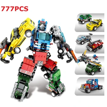 

777pcs Steel Mecha 4 In 1 Transformation Robot Creator Building Blocks Sets Bricks King Kong Assemble Educational Toys For Kids
