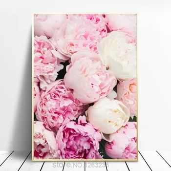 

Pink Roses Peony Nordic Poster Wall Picture Paintings Peonies Wall Art Canvas Painting Peony Flowers Pictures Girl Room Decor
