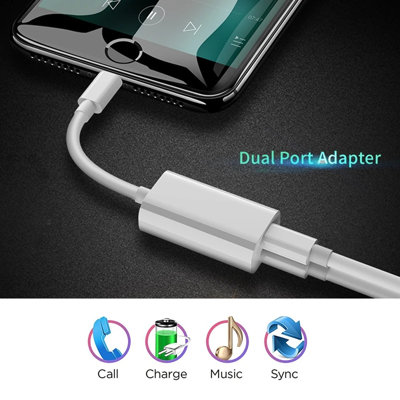 Полный-2 в 1 аудио кабель адаптер для iPhone 7 8 Plus для интерфейса для наушников Разветвитель USB аудио адаптер зарядка/музыка/Ca