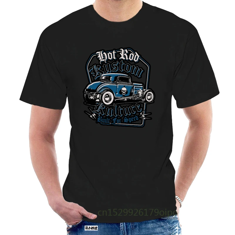 T-shirt HOT ROD V8 Ford T Custom Racer Drag Kustom Kulture Built For Speed 