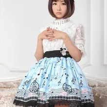 Милые Юбки принцессы в стиле Лолиты, с принтом, синяя, с принтом, звезда, музыка, дождь, плиссированные, принцесса, Лолита, половина длины, юбка для женщин, GZWY091