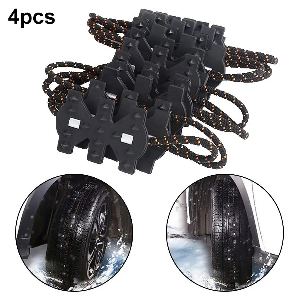 4Pcs Durable Anti-skid Winter Car Truck SUV Safety Anti-slip Wheel Tyre Tire Snow Mud Chain Belt