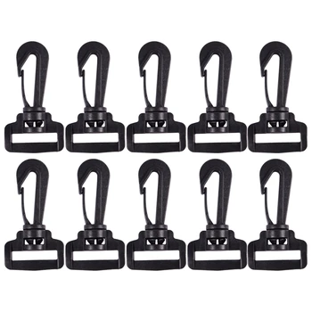 

Plastic Belt Strap Swivel Carabiner Buckle 2.5cm 10 Pcs Black