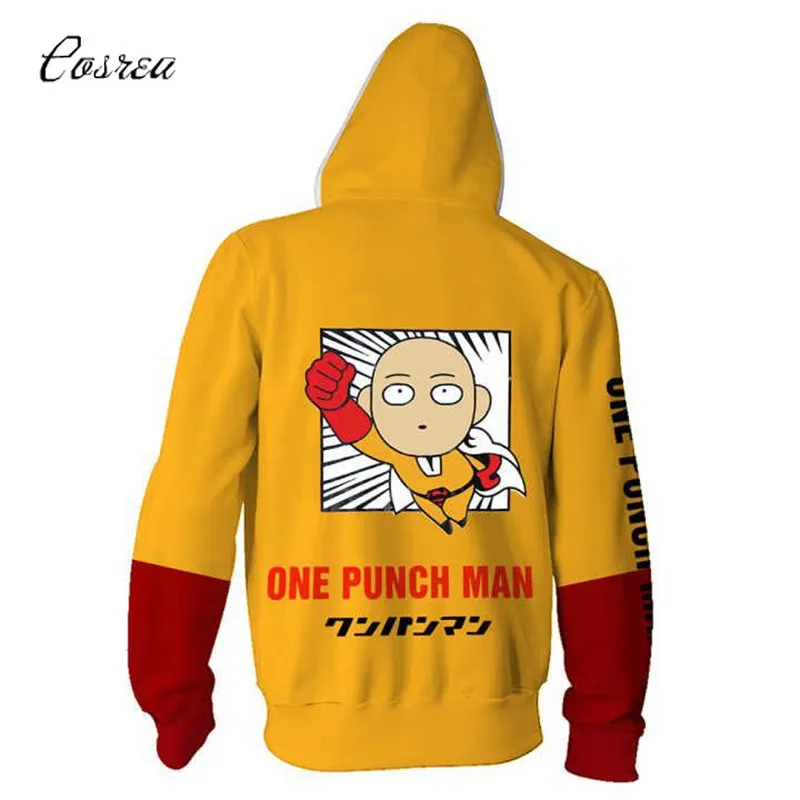 Аниме One Punch Man Saitama костюм толстовка на молнии с капюшоном мужская толстовка с длинным рукавом One Punch Man Толстовка Топ пальто спортивный костюм