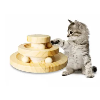 

Funny Pet Toys Cat Crazy Ball Wooden Interactive Amusement Plate Play Turntable Cat Toy Pet IQ Training Playing Toys Pet Product