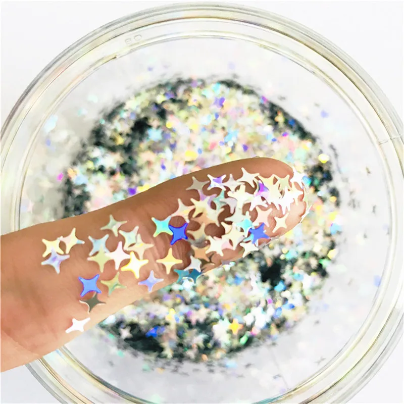 Сделай Сам кристалл слизи глина поставки ультра-тонкие ломтики четыре звезды блеск ногтей художественные советы аксессуары украшение игрушка для детей подарок
