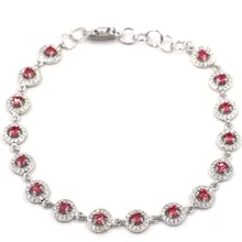 8x8 мм потрясающий розовый Raspberry родолит гранат CZ женский подарок серебряный браслет 8,0-дюйма