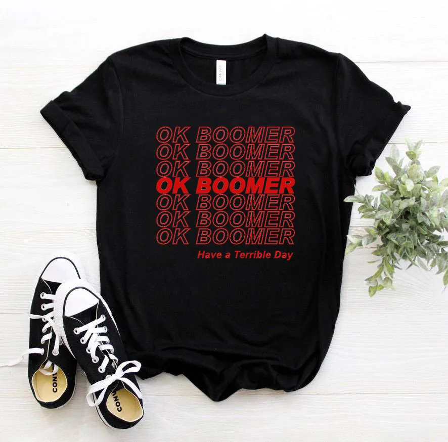 Женская футболка с короткими рукавами OK Boomer новая забавная надписью New Ideas летние