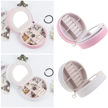 

Neckalce Ring Earring Jewelry Holder Organizer Box Makeup Case With Mirror