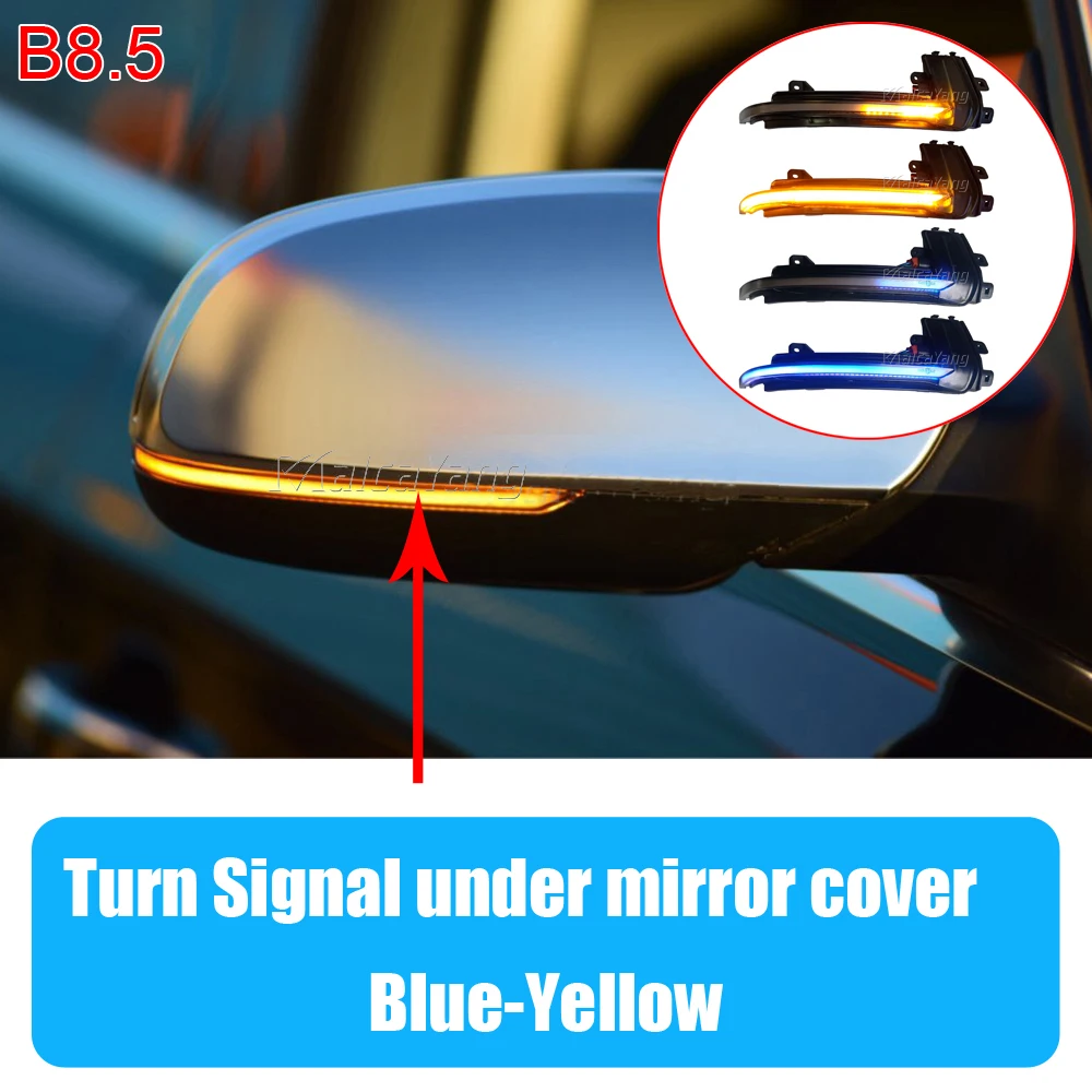 2 Luci LED Per Specchietto Auto Con Indicatori Di Direzione Dinamici, Compatibili Con Audi A4 B9/A5 S5 RS5, Colore Lente Blu E Gialla - 3