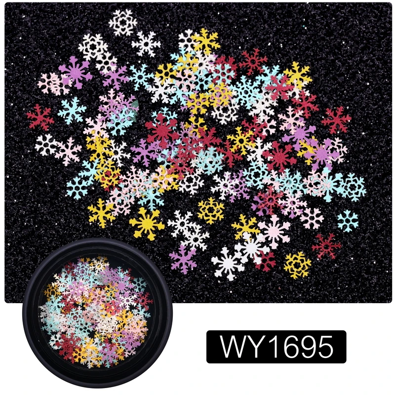 1 коробка Красочные Снежинки блестки 3D дизайн ногтей рождественские украшения ногтей наклейки амулеты аксессуары дизайн для ногтей