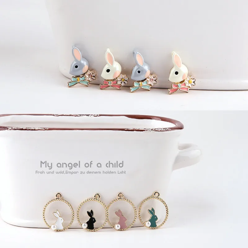 

2 pcs 2019 new design sweet soft sister cute rabbit alloy animal pendant cartoon earrings for girls diy ear jewelry accessories