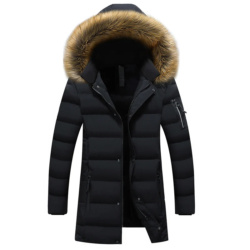 Черный MANTLCONX, 7XL, 8XL, Длинные парки, мужская зимняя куртка с капюшоном, пальто, мужская верхняя одежда, зимняя мужская повседневная теплая парка, модная мужская куртка - Цвет: Черный