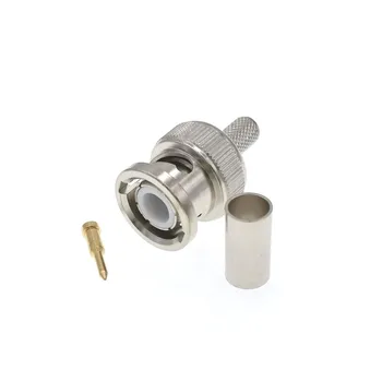

10pcs BNC Male Crimp RF Connector For RG58 LMR195 RG400 RG142 Cable